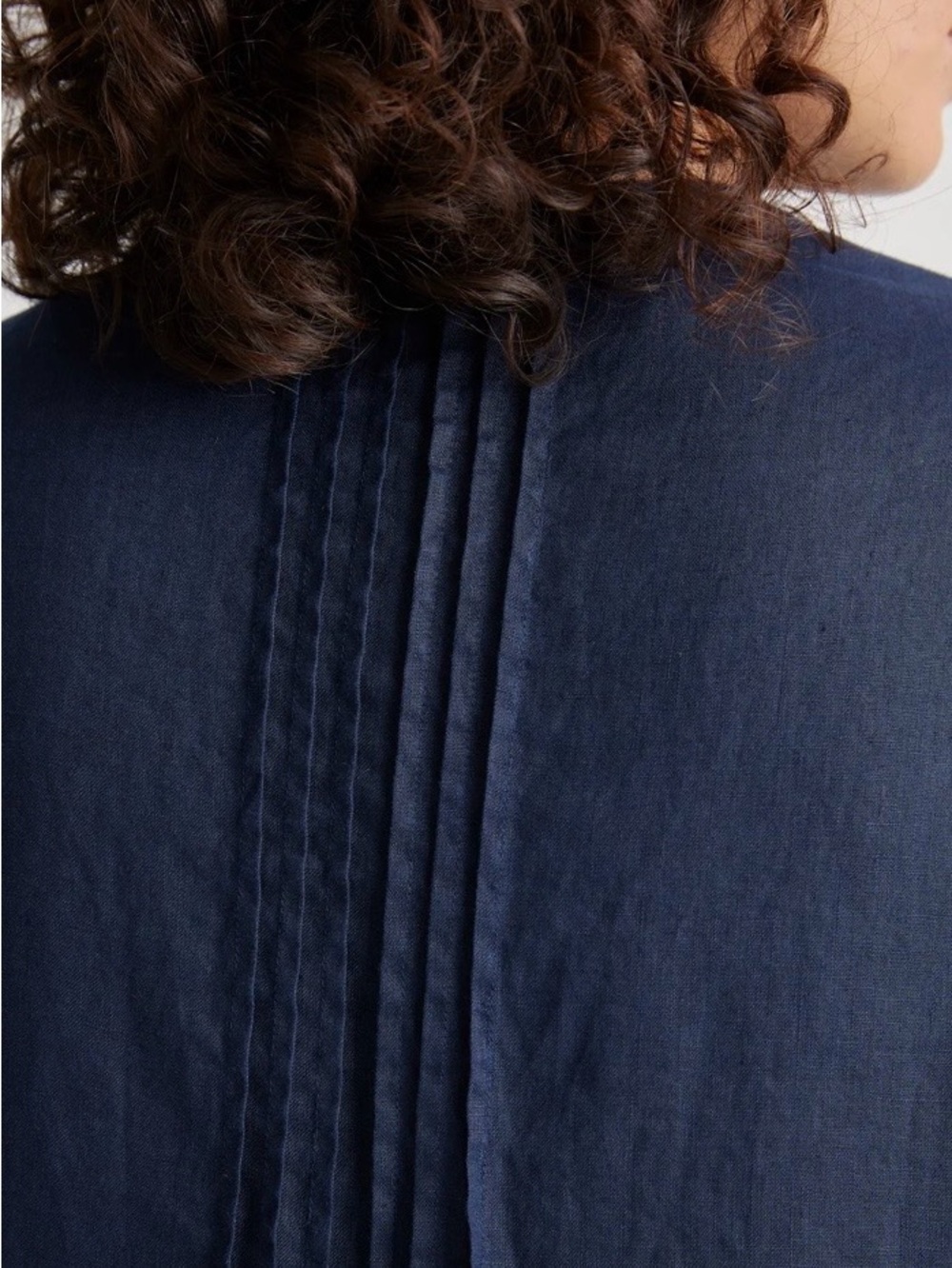QUINCE 100% EUROPEAN LINEN SHORT SLEEVE MINI SWING DRESS SZ L IN DEEP NAVY - Picture 6 of 8